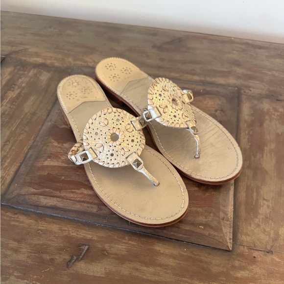 Jack Rogers Shoes - Jack Rogers metallic‎ leather flats sandals women size 9.5